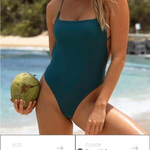 ark emerald green one piece swimsuit cross back